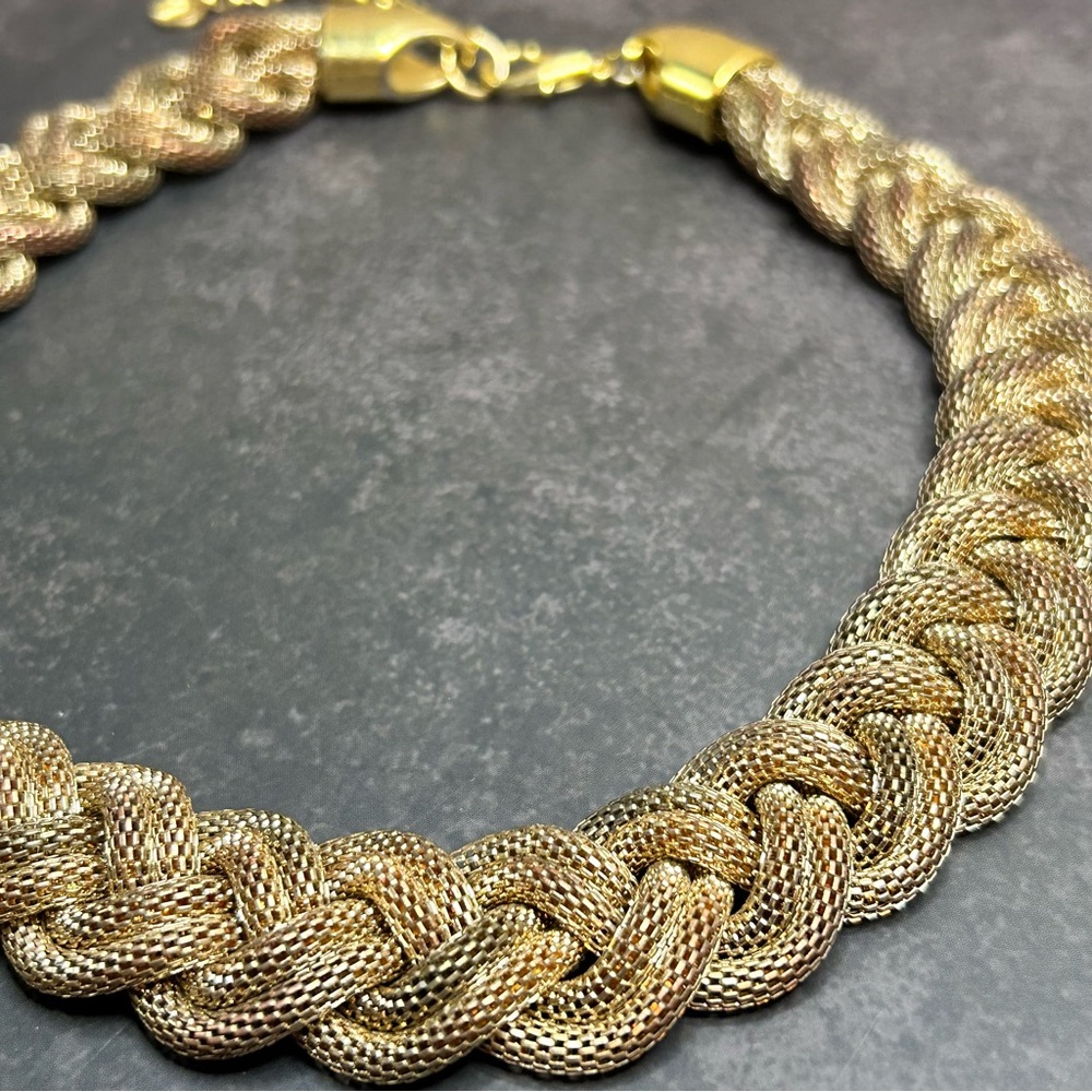 Talbots Chunky Gold Braided Statement Necklace - image 3